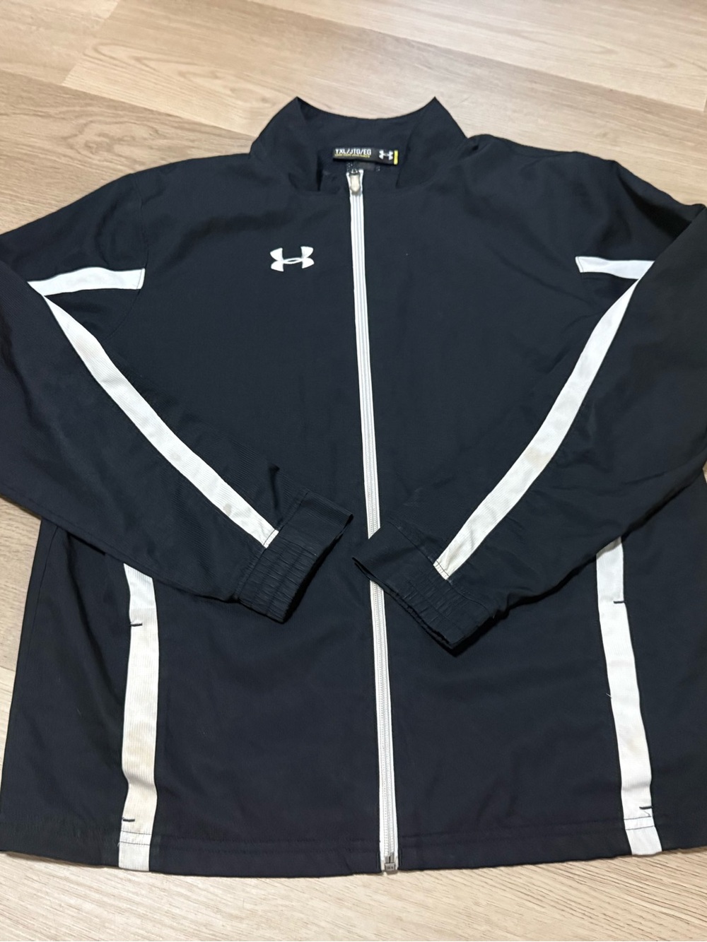 Under Armour Black Jacket with White Trim - Kids Windbreaker